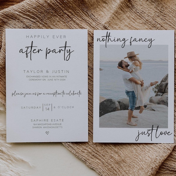 Elopement Empfang Einladung Download, Elopement After lädt ein, Elopement After-Party einladen, Happily Ever After Party einladen