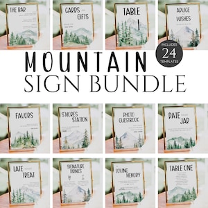 Mountain Wedding Sign Bundle, Wedding Signs Wood Mountain, Wedding Sign Wood Mountains, Wedding Sign Bundle, Wedding Template