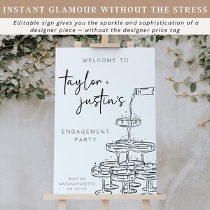 Minimalist editable sign for engagement party entryway, designed for easy printing and fast setup