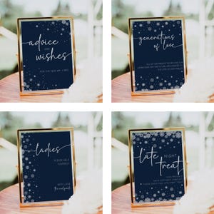Winter Wedding Invitation Bundle, Wedding Invitation with Snowflakes, Wedding Invitation Blue, Wedding Bundle, Editable Template, Printable image 6
