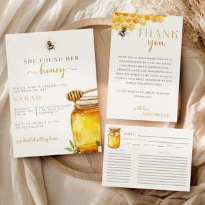 Invito per la festa nuziale dell'ape modificabile, invito per il brunch nuziale "She Found Her Honey", invito per la festa nuziale con fiori selvatici "Bride to Bee", modello stampabile