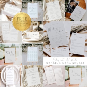 Elegant Wedding Stationary Bundle, Wedding Invitation Bundle, Wedding Template Bundle, Elegant Wedding Bundles, DIY Wedding Signage Bundle