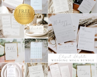 Elegant Wedding Stationary Bundle, Wedding Invitation Bundle, Wedding Template Bundle, Elegant Wedding Bundles, DIY Wedding Signage Bundle