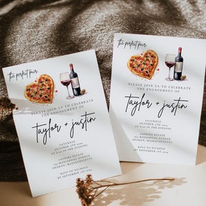 Pizza Engagement Party, Pizza And Wine Engagement Party, Perfect Pair Engagement Party Invitation, Pizza and Wine Engagement