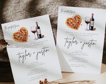 Pizza Engagement Party, Pizza And Wine Engagement Party, Perfect Pair Engagement Party Invitation, Pizza and Wine Engagement