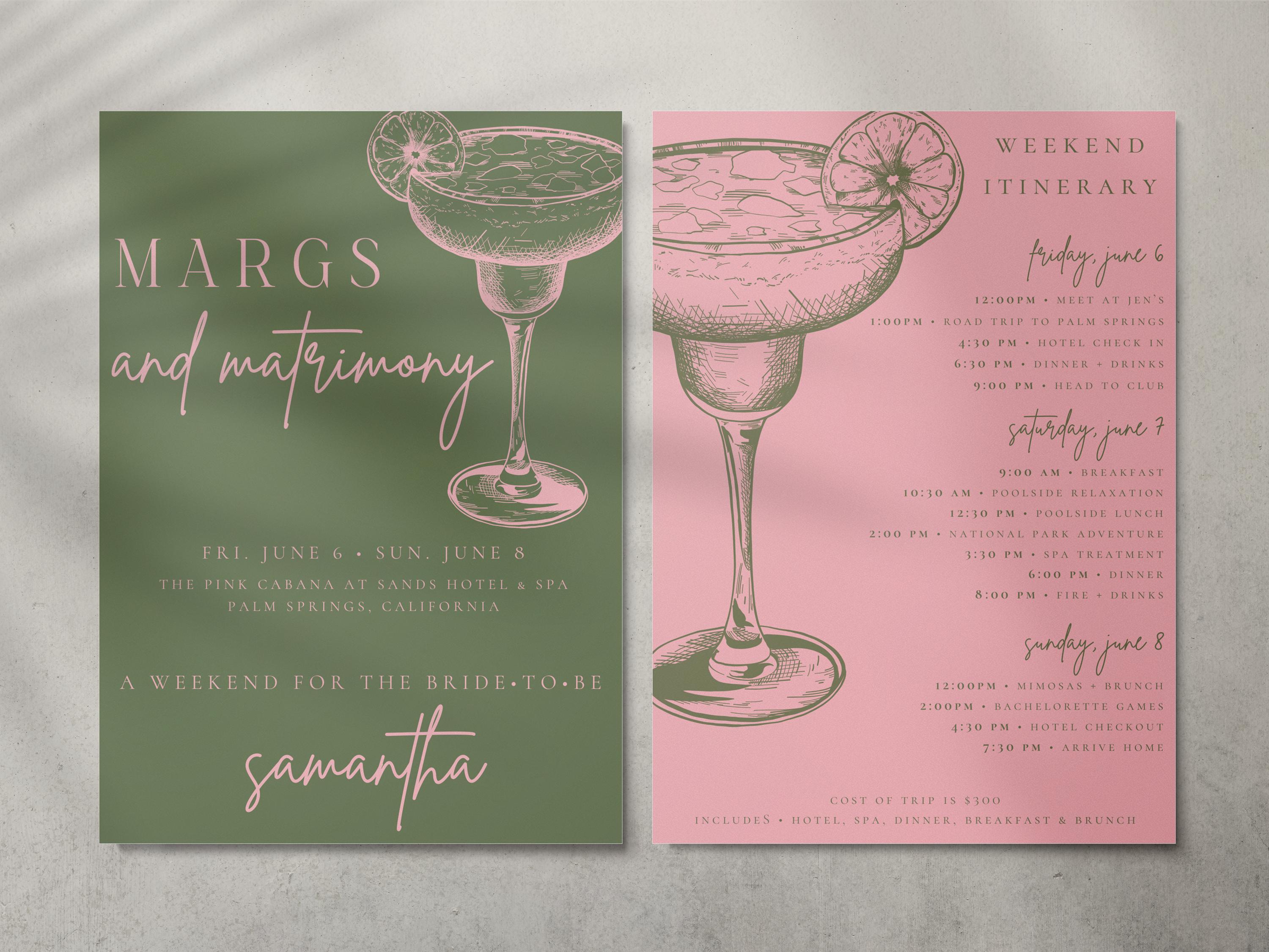 Margs and Matrimony Bachelorette Party Invitation, Final Fiesta Bach ...