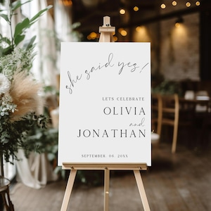 She Said Yes Engagement Party Welcome Sign, Editable Engagement Celebration Poster, Modern Minimalist Engagement Decor, Instant Download