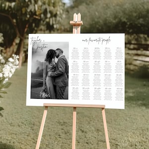 Horizontal Photo Wedding Seating Chart Template, Editable Wedding Seating Chart Sign, Printable Modern Seating Chart Board Instant Download