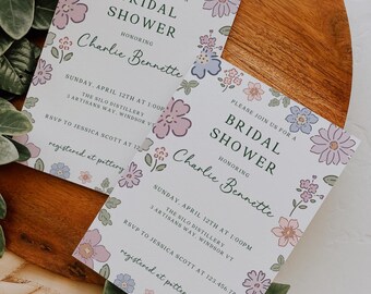 Floral Bridal Invite, Love in Bloom Invitation, Bridal Shower Invite Wildflower, Bride in Bloom Invitation,Digital Invitation Template