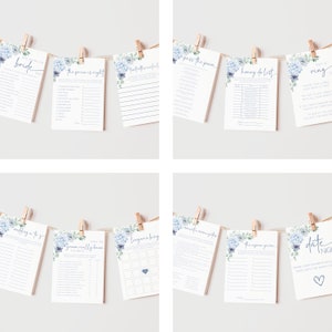 Blue Hydrangea Bridal Shower Bundle, Bridal Shower Poster Blue Hydrangea, Blue Hydrangea Bridal Shower Games, Favor Tag With Blue Hydrangea image 7