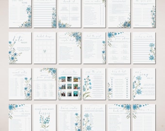 Something Blue Before I Do Bridal Shower Games Bundle, Editable Blue Floral Bachelorette Game Set, Printable Wedding Shower Activities