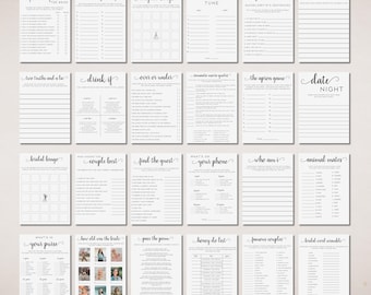 Minimalist Bridal Shower Games Bundle, Printable Modern Bridal Game Pack, Fully Editable Download, Simple Custom Bridal Game Template