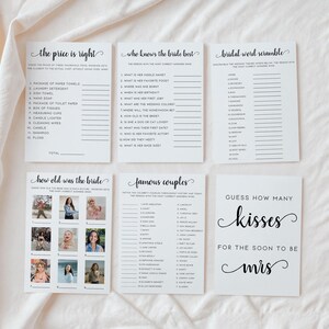Minimalist Bridal Shower Games Bundle, Printable Modern Bridal Game Pack, Fully Editable Download, Simple Custom Bridal Game Template image 5