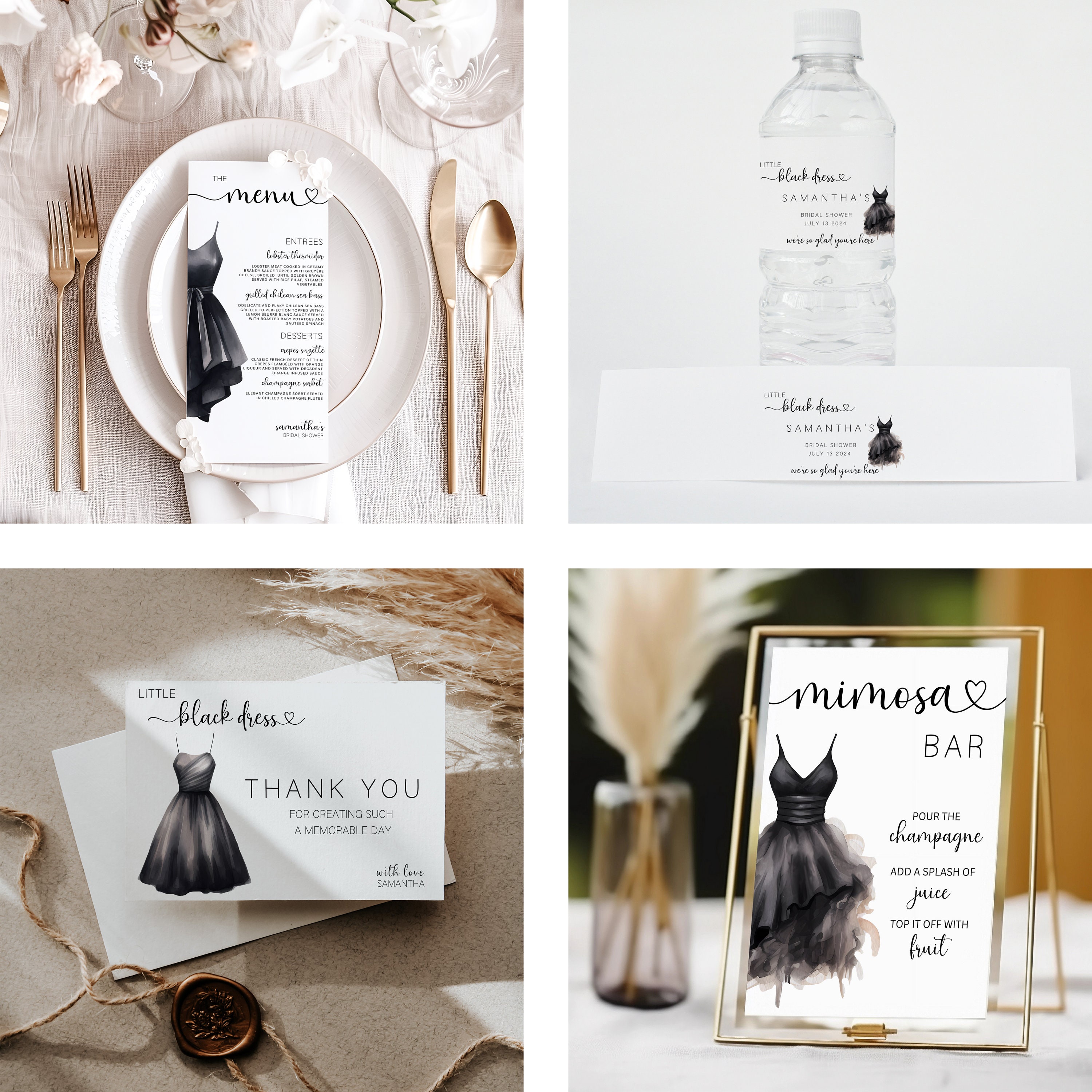 little black dress bridal shower theme Breakfast at Bridal Shower Invitation: Little Black Dress Theme (Digital Download)