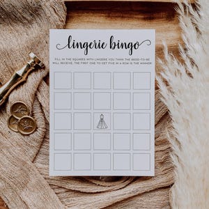 Juego de bingo de lencería para despedida de soltera, plantilla imprimible, descarga instantánea, tarjeta de bingo editable en Canva para despedida de soltera, juego minimalista para despedida de soltera