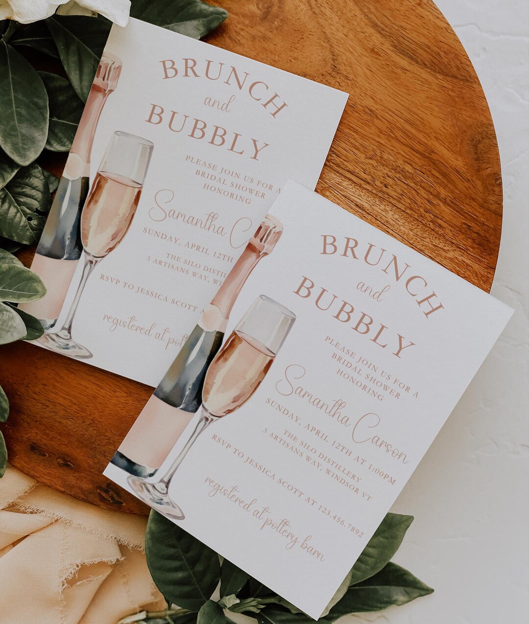 Brunch and Bubbly Bridal Shower Invitation Template, Champagne Brunch ...