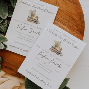 Book Themed Bridal Shower Invitation, Library Bridal Shower Invite, Storybook Bridal Shower Editable Download, A New Chapter Bridal Shower