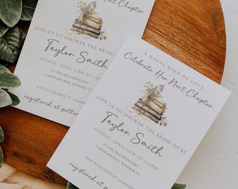 Book Themed Bridal Shower Invitation, Library Bridal Shower Invite, Storybook Bridal Shower Editable Download, A New Chapter Bridal Shower