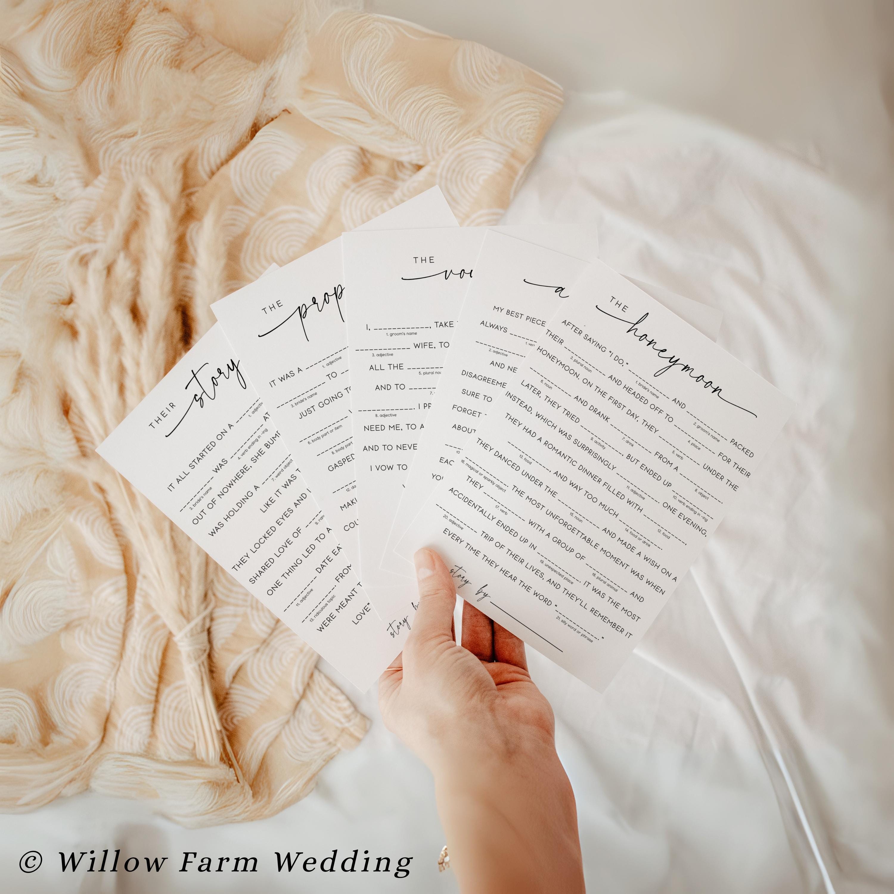 Minimalist Bridal Shower Mad Libs Game, Funny Wedding Vow, Mad Libs Story Card Printable, Bachelorette Mad Libs Editable Game Card