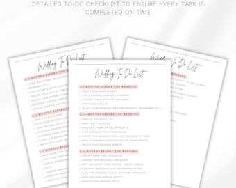Wedding To Do List, Wedding Planning Checklist ,The Bride's Wedding Plan To Do List, Wedding Planning Printable, Instant Download Organizer