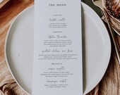 Modern Wedding Menu Template, Minimalist Wedding Menu Card,  Custom Wedding Dinner Menu Template, Canva Wedding Menu Digital Download