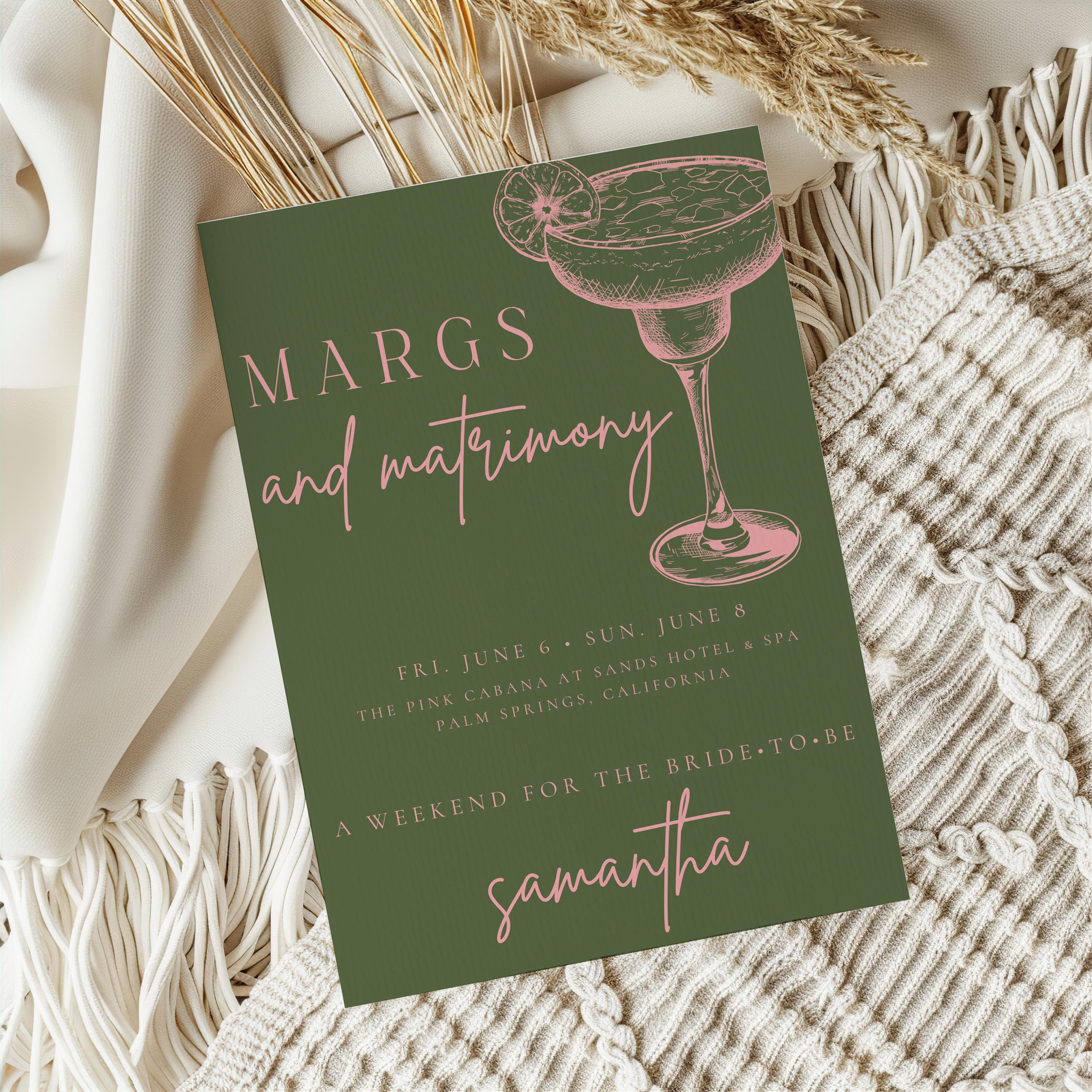 Margs and Matrimony Bachelorette Party Invitation, Final Fiesta Bach ...