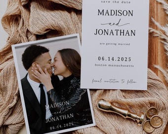 Minimalist Save the Date Template, Modern Wedding Announcement,Editable Digital Invite, Elegant Typography, Customizable Instant Download