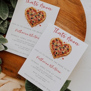 That's Amore Bridal Shower Invitation Template, Editable Hand Drawn Italian Wedding Shower, Pizza and Wine Invite Italian Bridal Invite
