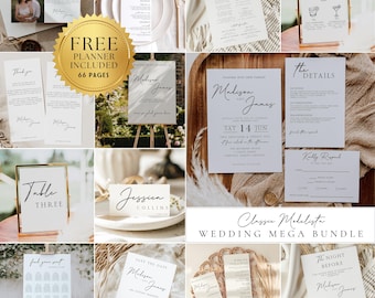 Classic Wedding Stationary Bundle, Wedding Invitation Bundle, Wedding Template Bundle, Elegant Wedding Bundles, DIY Wedding Signage Bundle