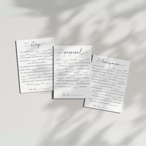 Digital bridal shower mad libs sheet with humor and sentimentality perfect for icebreaker games