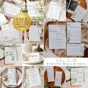 Schleierkraut Hochzeit Mega Bundle, minimalistisches großes Hochzeits-Bundle, moderne elegante Hochzeitsvorlage, Bundle Blumeneinladungs-Paket