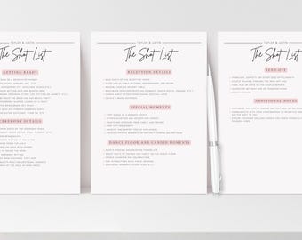 Wedding Videography Shot List, Canva Template, Wedding Video Checklist, Wedding Timeline Shot List for Videographer