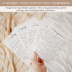 Printable icebreaker game for wedding reception with fill-in-the-blank prompts about the proposal