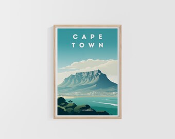 Cape Town Travel Print. South Africa Poster. Africa Travel Print. Custom Travel Poster. Backpacker Wall Art. Wanderlust Home Decor.
