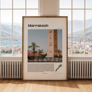 Stampa di viaggio a Marrakech. Poster di Marrakech. Stampa di viaggio in Marocco. Poster di viaggio personalizzato. Arte murale per backpacker. Decorazione per la casa Wanderlust.