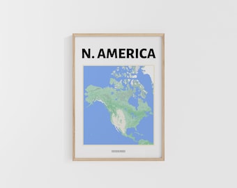 North America Map. North America Travel Print. Map of Americas. World Maps. Street Maps. Custom Travel Poster. Backpacker Wall Art.