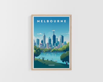 Melbourne Travel Print. Australia Poster. Oceania Travel Print. Custom Travel Poster. Backpacker Wall Art. Wanderlust Home Decor.