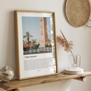 Stampa di viaggio a Marrakech. Poster di Marrakech. Stampa di viaggio in Marocco. Poster di viaggio personalizzato. Arte murale per backpacker. Decorazione per la casa Wanderlust.
