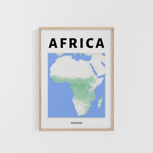 Mapa de África. Impresión de viajes por África. Mapas del mundo. Mapas callejeros. Póster de viaje personalizado. Arte mural para mochileros.