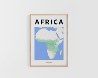 Africa Map. Africa Travel Print. World Maps. Street Maps. Custom Travel Poster. Backpacker Wall Art.