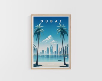 Dubai Travel Print. UAE Poster. Asia Travel Print. Custom Travel Poster. Backpacker Wall Art. Wanderlust Home Decor.