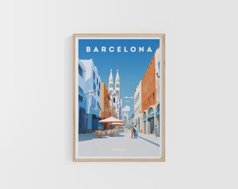 Barcelona Travel Print. Spain Poster. Europe Travel Print. Custom Travel Poster. Backpacker Wall Art. Wanderlust Home Decor.
