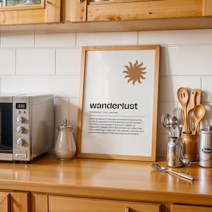 Wanderlust Definition Print. Travel Poster. Inspirational Travel Quote. Travel Quote Poster. Backpacker Wall Art. Wanderlust Home Decor.