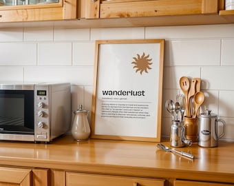 Wanderlust Definition Print. Travel Poster. Inspirational Travel Quote. Travel Quote Poster. Backpacker Wall Art. Wanderlust Home Decor.