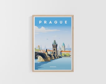Prague Travel Print. Czech Republic Poster. Europe Travel Print. Custom Travel Poster. Backpacker Wall Art. Wanderlust Home Decor.