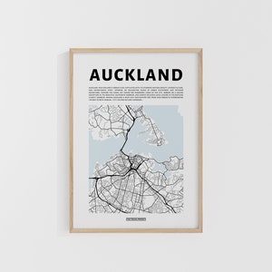 Plan de la ville d'Auckland. Impression de voyage minimale. Carte de la Nouvelle-Zélande. Cartes du monde. Cartes des rues. Impression de voyage personnalisée. Oeuvre d'art de la ville. Art mural routard.