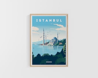 Istanbul Travel Print. Turkey Poster. Europe Travel Print. Custom Travel Poster. Backpacker Wall Art. Wanderlust Home Decor.