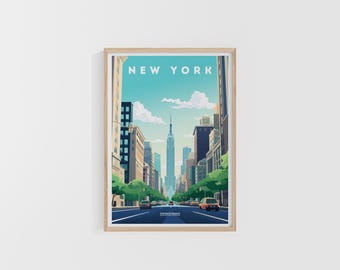 New York Travel Print. USA Poster. North America Travel Print. Custom Travel Poster. Backpacker Wall Art. Wanderlust Home Decor.