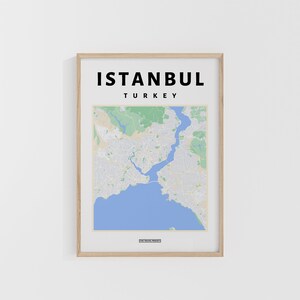 Mapa de la ciudad de Estambul. Impresión de viajes a Turquía. Mapa de Europa. Mapas del mundo. Mapas callejeros. Póster de viaje personalizado. Arte mural para mochileros.