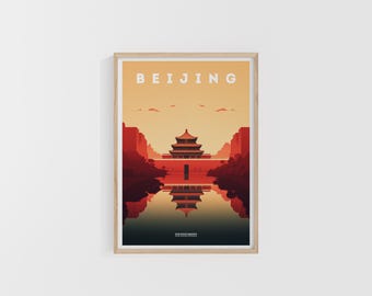 Beijing Travel Print. China Poster. Asia Travel Print. Custom Travel Poster. Backpacker Wall Art. Wanderlust Home Decor.